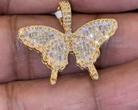 
              10K YELLOW GOLD 1 CARAT 1 INCH REAL DIAMOND BUTTERFLY PENDANT CHARM
            