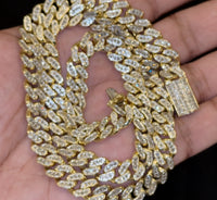 
              10K YELLOW GOLD 6.50 CARAT REAL DIAMOND 8MM 22 INCHES 82.62 GRAM GOLD CUBAN LINK CHAIN NECKLACE
            