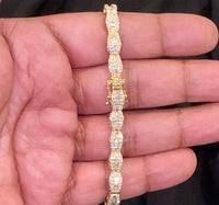 
              10K YELLOW GOLD 4 CARAT REAL DIAMOND 12.89 GRAMS 5 MM 8 INCHES BRACELET
            