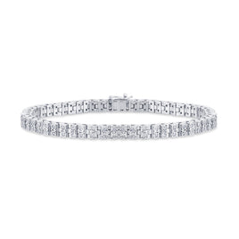 2.75 CARAT NATURAL DIAMONDS STERLING SILVER 32.13 GRAMS 8.50 INCHES 5 MM FANOOK DIAMOND BRACELET