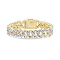 
              4 CARAT NATURAL DIAMONDS STERLING SILVER WITH GOLD PLATING 80.05 GRAMS 8.50 INCHES 15 MM FANOOK CUBAN LINK BRACELET
            