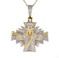 
              10K YELLOW GOLD 2.25 CARAT REAL DIAMOND 2.25 INCHES 17.42 GRAMS CROSS PENDANT CHARM
            