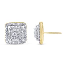 10K YELLOW GOLD 1.35 CARAT 12 MM 100% GENUINE DIAMONDS MENS/WOMENS EARRING STUDS