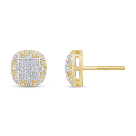 10K YELLOW GOLD .25 CARAT 9 MM 100% GENUINE DIAMONDS MENS/WOMENS EARRING STUDS