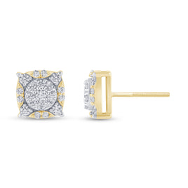 10K YELLOW GOLD .60 CARAT 8 MM 100% GENUINE DIAMONDS MENS/WOMENS EARRING STUDS