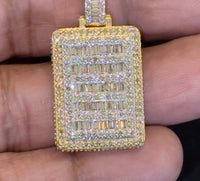 
              10K YELLOW GOLD 2 CARAT 1.50 INCHES REAL DIAMOND DOG TAG PENDANT CHARM
            