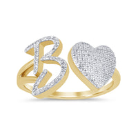 
              10K YELLOW GOLD .20 CARAT WOMENS NATURAL DIAMOND HEART & LETTER INITIAL B RING
            