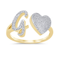 
              10K YELLOW GOLD .20 CARAT WOMENS NATURAL DIAMOND HEART & LETTER INITIAL G RING
            