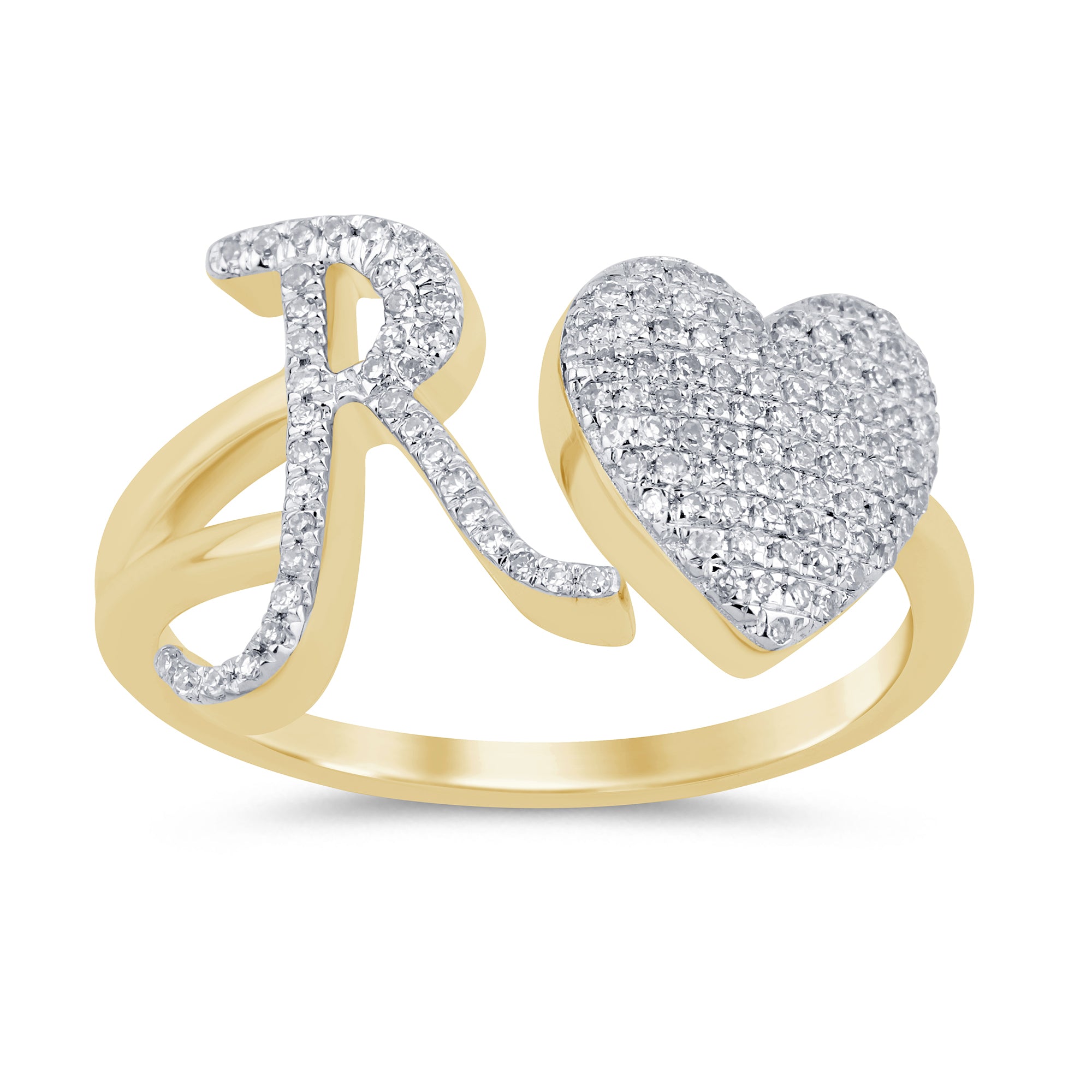 10K Solid Gold popular Natural Diamond Heart Ring - PRETTY!!