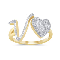 
              10K YELLOW GOLD .20 CARAT WOMENS NATURAL DIAMOND HEART & LETTER INITIAL V RING
            