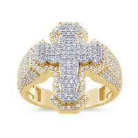 
              10K SOLID YELLOW GOLD 1.50 CARAT REAL DIAMOND CROSS ENGAGEMENT RING WEDDING PINKY BAND
            