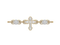 
              10K YELLOW GOLD 6 CARAT REAL DIAMOND 21.29 GRAMS 8 INCHES 20 MM CROSS BRACELET
            