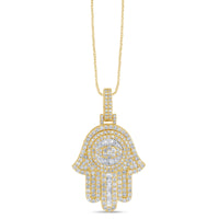 
              10K YELLOW GOLD 2.25 CARAT REAL DIAMOND 1.50 INCHES HAMSA HAND PENDANT CHARM
            