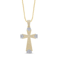 
              10K YELLOW GOLD 1 CARAT NATURAL DIAMONDS 1.75 INCHES REAL DIAMOND CROSS PENDANT CHARM
            