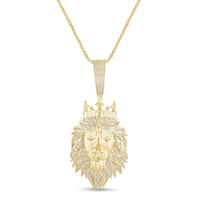 
              10K YELLOW GOLD 1.25 CARAT 2 INCHES 11.53 GRAMS NATURAL DIAMOND LION HEAD PENDANT CHARM
            