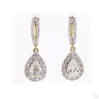 
              14K YELLOW GOLD 2.60 CARAT PEAR CERTIFIED LAB GROWN DIAMONDS STUDS EARRINGS HOOPS
            