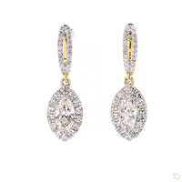 
              14K YELLOW GOLD 2.76 CARAT MARQUISE CERTIFIED LAB GROWN DIAMONDS STUDS EARRINGS HOOPS
            