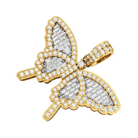 
              10K YELLOW GOLD 1 CARAT 1 INCH REAL DIAMOND BUTTERFLY PENDANT CHARM
            