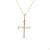 
              10K YELLOW GOLD 1.50 CARAT REAL DIAMOND 2.25 INCHES CROSS PENDANT CHARM
            