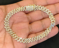 
              10K YELLOW GOLD 4.25 CARAT REAL DIAMONDS 8MM 8.50 INCHES 23.32 GRAM GOLD CUBAN LINK BRACELET
            