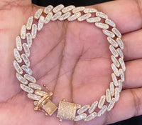 
              10K ROSE GOLD 7 CARAT REAL DIAMOND 30.89 GRAMS 10 MM 8.25 INCHES CUBAN LINK BRACELET
            