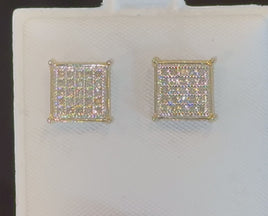 .30 CARAT REAL DIAMONDS STERLING SILVER YELLOW GOLD PLATED MENS WOMENS 8 MM EARRINGS STUDS