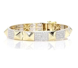 10K YELLOW GOLD 3.25 CARAT NATURAL DIAMOND 16.47 GRAMS GOLD BRACELET BANGLE