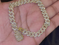 
              10K YELLOW GOLD 2 CARAT REAL DIAMONDS 8.50 INCHES 9 MM 35.83 GRAM GOLD CUBAN LINK BRACELET
            