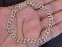 
              10K YELLOW GOLD 3.50 CARAT REAL DIAMONDS 8MM 8.50 INCHES 20.27 GRAM GOLD CUBAN LINK BRACELET
            