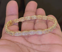 
              10K YELLOW GOLD 4 CARAT REAL DIAMOND 12.89 GRAMS 5 MM 8 INCHES BRACELET
            