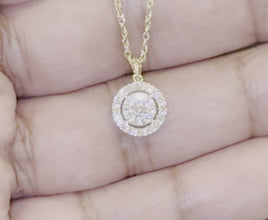 10K YELLOW GOLD .60 CARAT REAL DIAMOND PENDANT NECKLACE WITH WHITE GOLD CHAIN