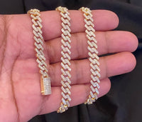 
              10K YELLOW GOLD 10.25 CARAT REAL DIAMOND 8MM 22 INCHES 60.04 GRAM GOLD CUBAN LINK CHAIN NECKLACE
            