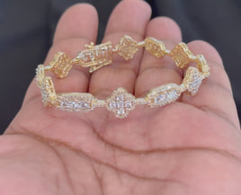 10K YELLOW GOLD 2.25 CARAT NATURAL DIAMOND 12.55 GRAMS 7 INCHES 10 MM WOMEN BRACELET