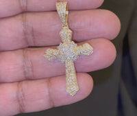 
              10K YELLOW GOLD 2 CARAT 2 INCHES REAL DIAMOND MEN CROSS JESUS PENDANT CHARM CROSS
            