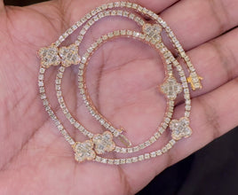 10K ROSE GOLD 2.50 CARAT REAL DIAMOND 9 MM 18 INCHES 21.71 GRAM GOLD CHAIN NECKLACE