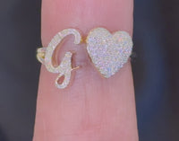 
              10K YELLOW GOLD .20 CARAT WOMENS NATURAL DIAMOND HEART & LETTER INITIAL G RING
            