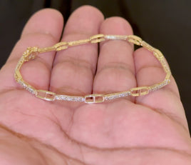 10K YELLOW GOLD .75 CARAT NATURAL DIAMOND 7 INCHES 3 MM WOMEN BRACELET