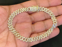 
              10K YELLOW GOLD 4.25 CARAT REAL DIAMONDS 8MM 8.50 INCHES 23.32 GRAM GOLD CUBAN LINK BRACELET
            