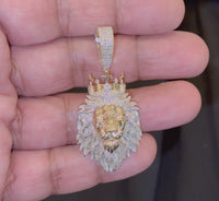 
              10K YELLOW GOLD 1.25 CARAT 2 INCHES 11.53 GRAMS NATURAL DIAMOND LION HEAD PENDANT CHARM
            