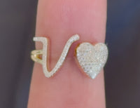 
              10K YELLOW GOLD .20 CARAT WOMENS NATURAL DIAMOND HEART & LETTER INITIAL V RING
            