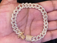 
              10K ROSE GOLD 7 CARAT REAL DIAMOND 30.89 GRAMS 10 MM 8.25 INCHES CUBAN LINK BRACELET
            