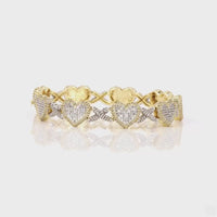 
              10K YELLOW GOLD 4.50 CARAT 24.72 GRAMS NATURAL DIAMOND 7 INCHES 10 MM WOMEN HEART BRACELET
            