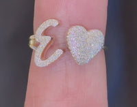 
              10K YELLOW GOLD .20 CARAT WOMENS NATURAL DIAMOND HEART & LETTER INITIAL E RING
            