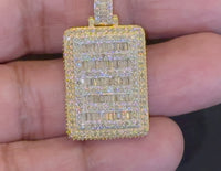 
              10K YELLOW GOLD 2 CARAT 1.50 INCHES REAL DIAMOND DOG TAG PENDANT CHARM
            