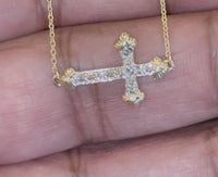 
              10K YELLOW GOLD .20 CARAT NATURAL DIAMOND CROSS PENDANT NECKLACE WITH GOLD CHAIN
            