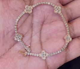 10K ROSE GOLD 1.50 CARAT NATURAL DIAMOND 7 INCHES 9 MM WOMEN BRACELET