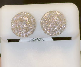 10K YELLOW GOLD 1 CARAT NATURAL DIAMONDS 10 MM EARRINGS STUDS