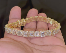 10K YELLOW GOLD 5.25 CARAT REAL DIAMOND 26.31 GRAMS 8 MM 8 INCHES BRACELET