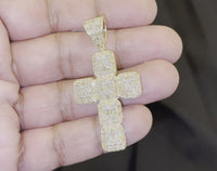 
              10K YELLOW GOLD 3.25 CARAT 2.25 INCHES REAL DIAMOND CROSS PENDANT CHARM CROSS
            