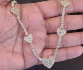 10K YELLOW GOLD 6.75 CARAT REAL DIAMOND 15 MM 18 INCHES 27.74 GRAM GOLD HEART CHAIN NECKLACE